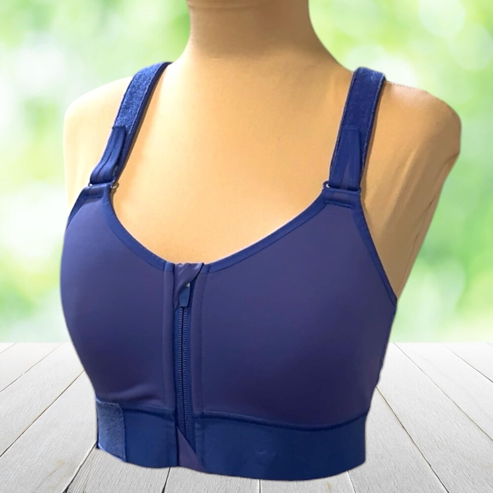 SHEFIT Flex Sports Bra Luxe Blue Zip Front Adjustable Convertible Medium Impact